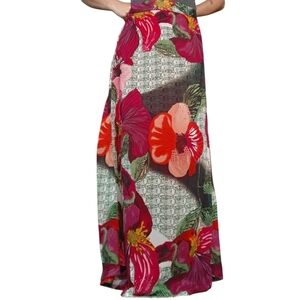 Mark Floral Maxi Skirt Red Gray Green Large
